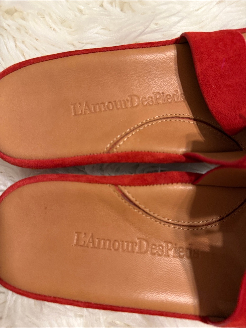 L'Amour Des Pieds Red Suede Leather Upper Slide Sandals size 8.5 BNWOT see photo - Picture 3 of 12